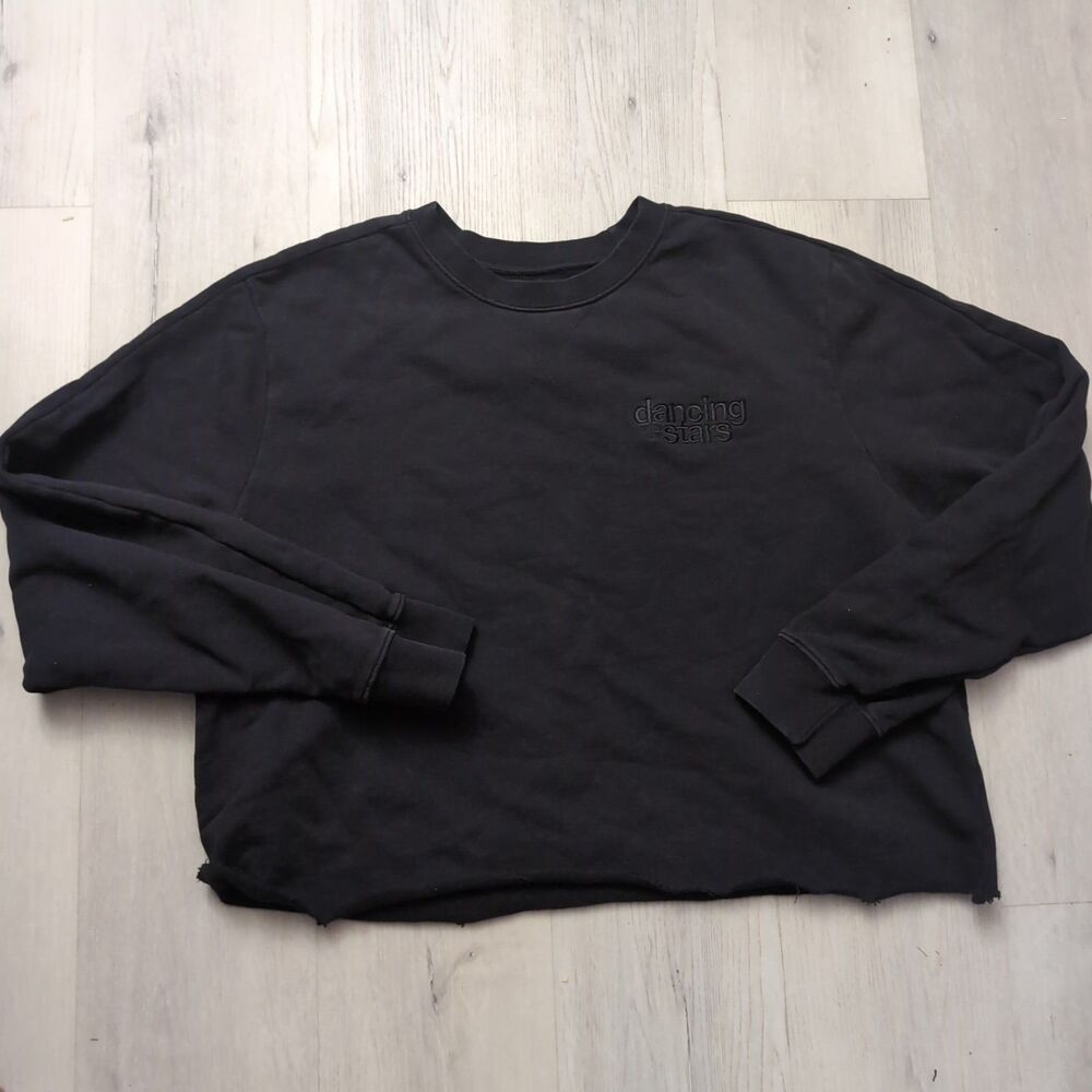 American Giant Oversized Sweatshirt Women's Size Large Black Embroidrd Unhemmed
